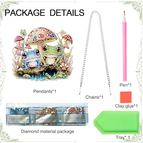 Image of AiYuanzsh DIY 5D Mushroom Frogs Diamond Painting Kits Hanging Sign Wall Art Sign Diamond Art Window Hanging Ornament Window Pendants Home Garden Wall Door Hanging Diamond Painting Kits