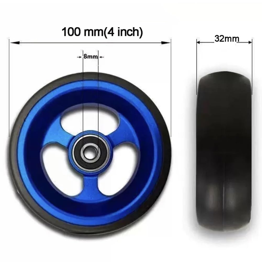 Zamienne kółko do przednich kół wózków sportowych, pełna opona bez powietrza, piasta ze stopu aluminium, łożysko 5/16" (8 mm)(4inch(100mm))