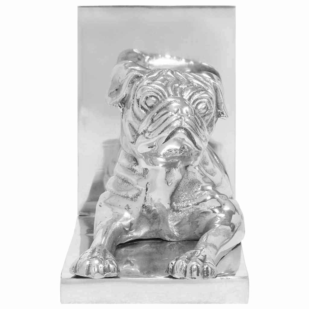 2 fermalibri in alluminio argentato, 12 x 15 x 18 cm, con intarsi decorativi, antiscivolo, pesanti, come supporto per mensole e fermalibri, per soggiorno, ufficio, cameretta dei bambini