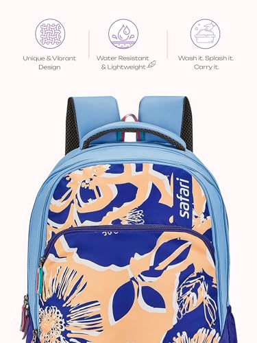 Image of Safari Cloudflora School Bag For Girls, Capacity - 36L, 3 Compartments Backpack For kids