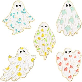 5 Pieces Cute Ghost Enamel Brooch Pin Coat Collar Badge Clothing Bag Accessory for Women Men Girls Boys