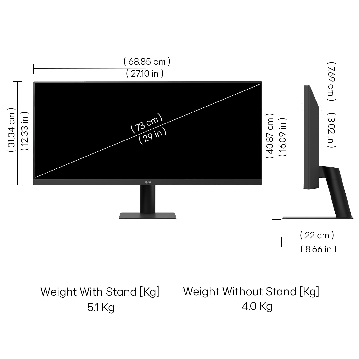LG 29U511A 73 cm (29 Inch) UltraWide WFHD (2560x1080) IPS Monitor, 100Hz, 5ms(GtG), Anti-Glare, sRGB 99% (Typ.), HDR10, 3-Side Virtually Borderless, DP, HDMI, Headphone Out, Tilt Adjustable (Black) — Amazon image 4