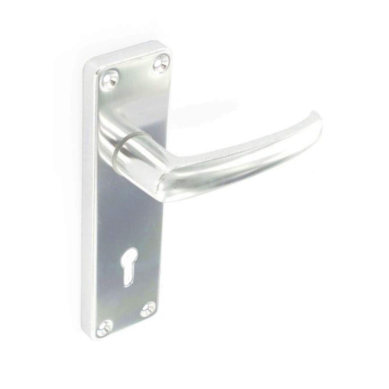 Aluminium Door Handles for Latch, Key Lock and Bathroom Doors on Backplate (Key Lock)
