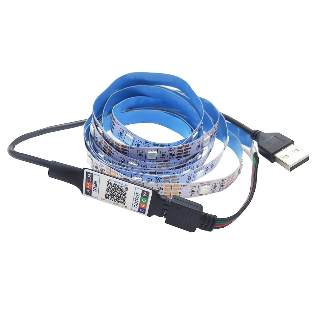 Vrabocry TV LED Backlight 16.4ft Led 5050 Diode Flexible Ribbon Strip Lights RGB with Bluetooth APP Control Strip USB Powered for Bedroom/Gaming Room - Image 2