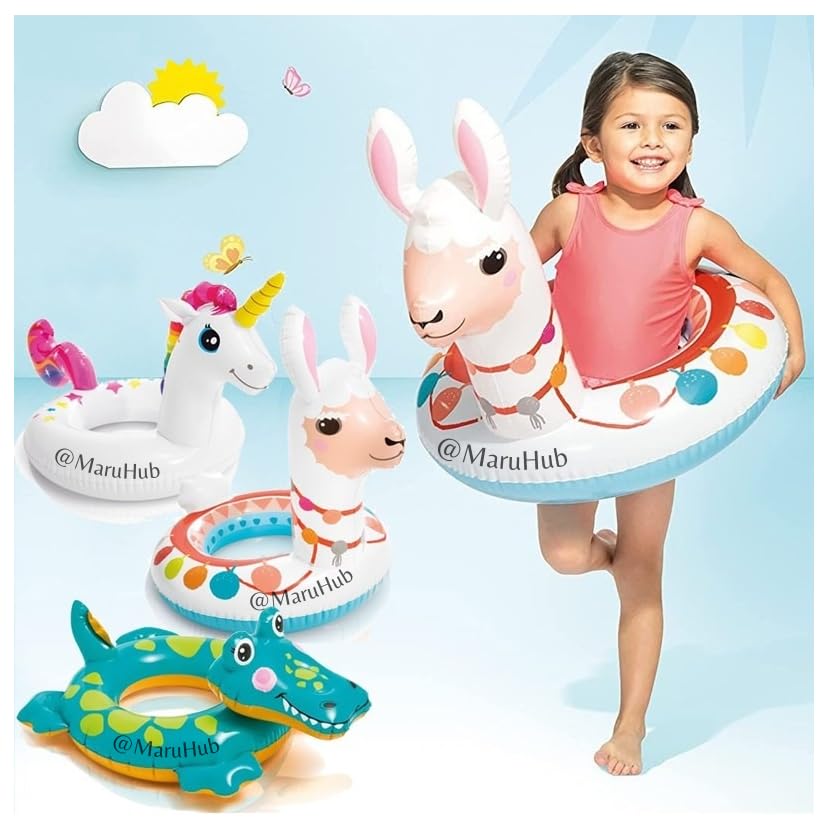 Image of 71x56cm Inflatable Pool Tubes for 3-6 Years Old | PVC Air Water Floats for Swimming Pool | Attractive Big Animal Rings - Pack of 1