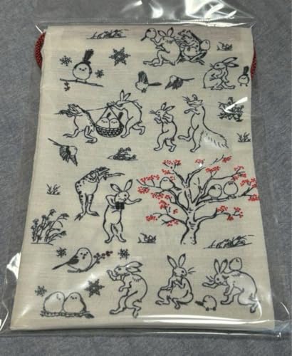 シマエナガ×鳥獣戯画 コラボ巾着 北海道 ご当地限定 函館のサムネイル