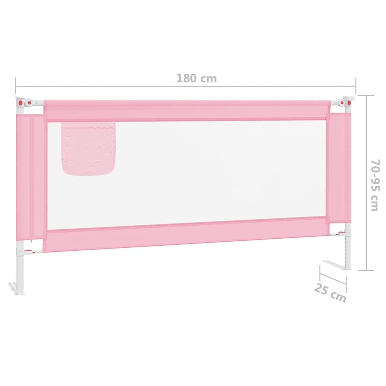 Barandilla de Seguridad Cama de niño, Barandilla Cama Niño, Barrera Cuna, Defensa Extensible, Barandilla Sofa, Rosa Tela 180x25 cm