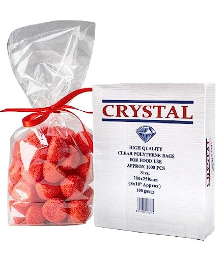 Venuscello® Crystal Clear Polythene Bags 100 Gauge for Food & Vegetables Freezer Safe Bag (1000, 8" x 10")
