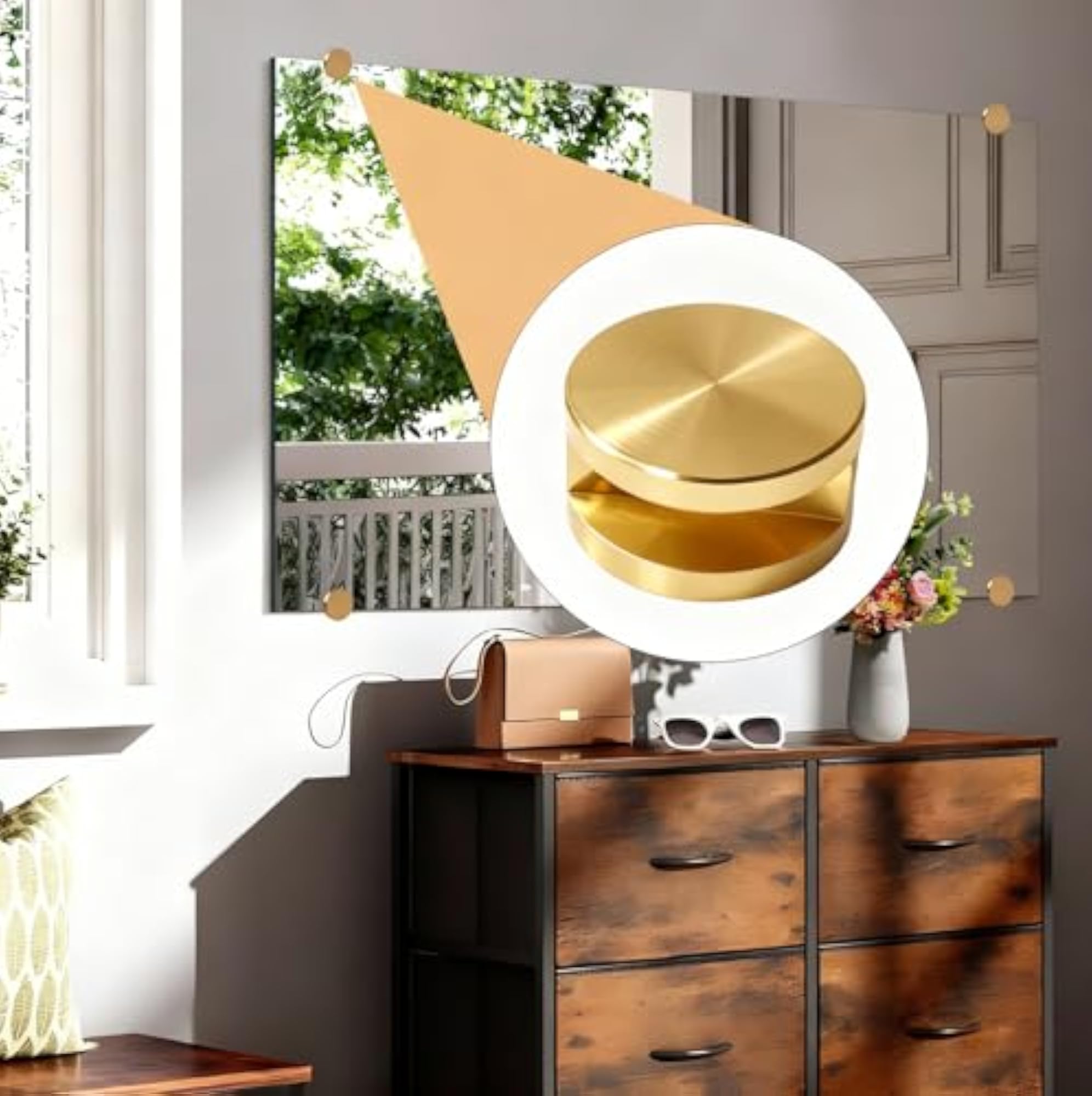 Mirror Mounting Clips for Wall-Mounted Mirrors, Round Shape Bracket