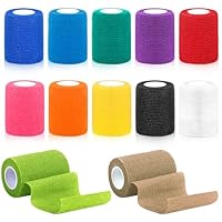 CIOXSOIO 12 Rollen Selbstklebender Verband 7,5cm x 4,5m, Haftbandage Selbstklebend, Vliesstoff Selbsthaftende Bandage, Elastischer Binden Verband für Stretch Sportler, Handgelenk, Knöchel, Pet