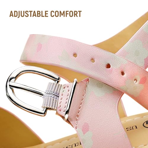 Image of Girls Sandals Wedge Platform Open Toe Sandals Ankle Strap Summer Heels Dress Shoes for Little Big Kid