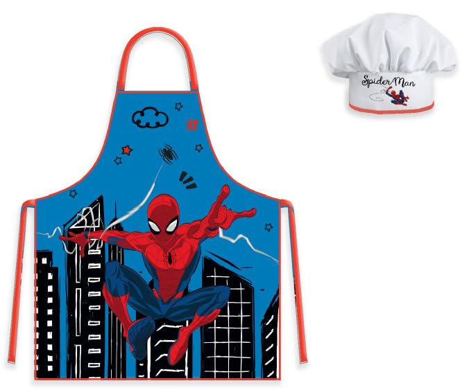 OM SUPPLIES Iconic TV Cartoon Characters Kids Children Cooking Baking Apron and Chef Hat Set Aprons for Children Boys & Girls Christmas Birthday Gift (Spi 2)