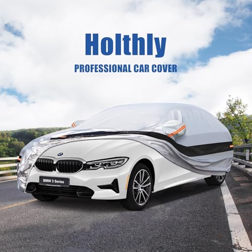 Image of 10 Layers Car Cover Custom Fit for BMW 3 Series 320i 328i 330i 335i M340i (2013-2026), Waterproof All Weather for Automobiles, Outdoor Full Cover Sun Dust Rain Protection with Cotton. Silver