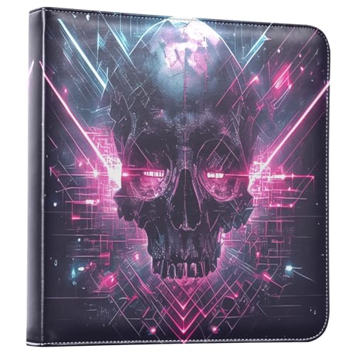 Kigai Skull Photo Album Self Adhesive Scrapbook Album Leather Cover DIY Picture Scrap Book with 20 Adhesive Sheets, 11.8x24x0.8 inch