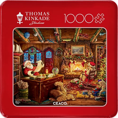 Buffalo Games - Rompecabezas Thomas Kinkade Santa Checking His List de 1000 piezas | Para Adultos, Estuche coleccionable, Tamaño terminado 26 x 19 pulgadas, Incluye póster miniatura 3