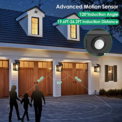 Asomst Solar Wall Lantern Outdoor, Wireless Dusk To Dawn Motion Sensor Led Wall Sconce, Ip65 Waterproof Solar Security Light, Exterior Wall Mount Lighting For Patio Yard, Soft White Bulb Included #TOP2