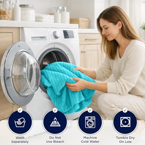 Image of DAN RIVER Pack of 2 Bath Sheet 35x70 Inches, Ribbed Jumbo Bath Sheets for Adults, Thick and Absorbent Large Towels - Aqua