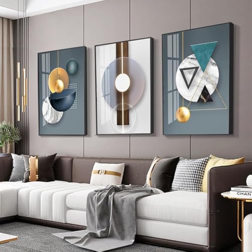 ARTKN Canvas Wall Art 3 Pieces,Abstract Geometry Framed Art Shape