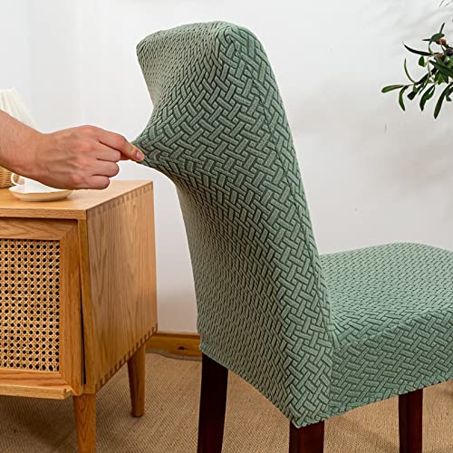 Daesar Chair Cover Living Room, Stretch Dining Chair Slipcovers 6 Piece Removable Washable Dining Chair Cover Christmas Solid Color T Shape Pattern Polyester Chair Covers Light Green #TOP5