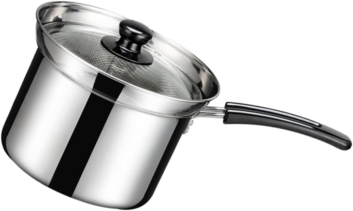 1 Set Stainless Steel Noodle Cooker with Strainer Basket Convenient Cooking Pot for Home Use Quick Heating Design Handle for Ramen and Pasta