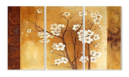 The Stupell Home Decor Collection White Floral with Crimson 3-Piece Triptych Wall Plaque Set by The Stupell Home Decor Collection