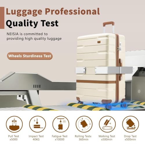 Image of NEISIA Luggage Sets with TSA Lock Hardside PC+ABS Carry On expandable Suitcase with Spinner Wheels Lightweight Rolling Travel Luggage Sets with YKK (Beige(New), 6 piece sets(14 /20 /24 /28 /DB /TB))