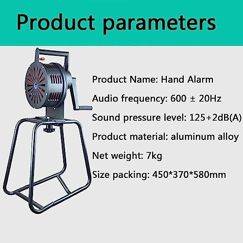 Sirena de mano con alarma de manivela de 120 dB y base de soporte para suelo 4