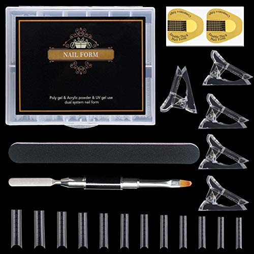 Dual Nail Forms Nail Clips Set for Finger Nail Extension, Feugole 120PCS Dual Forms Acrylic System Nail Form Molds C Cur