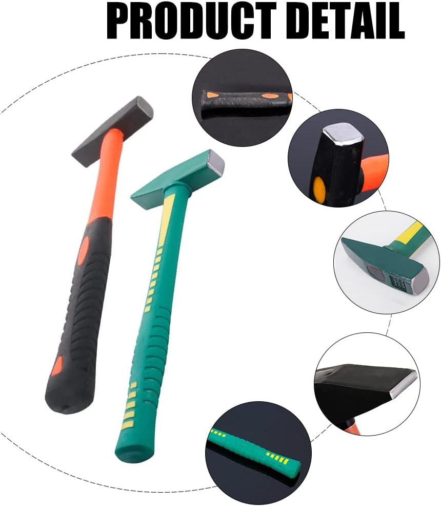Utoolmart 12 inch TPR Two-Color Fiber Handle Square Oblique Head Metal Electrician Repair Hammer 10 oz Random Color 1 Pcs