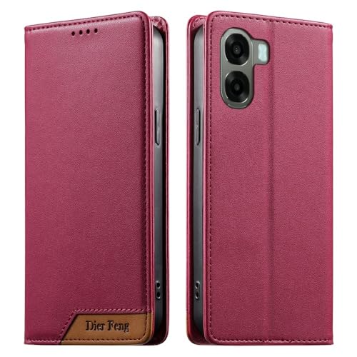 Étui cuir premium Oppo A6 Pro 4G 5G bordeaux protection intégrale à rabat magnétique haut de gamme