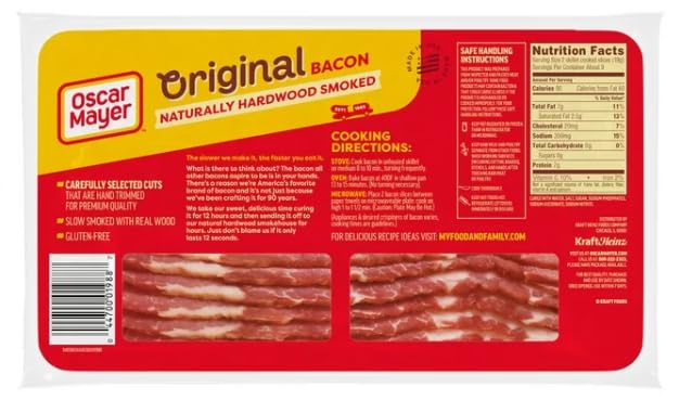 Miniatura 3 de Salutem Vita - Oscar Mayer Original Bacon 12 horas de madera natural ahumado, 16 onzas - Paquete de 3