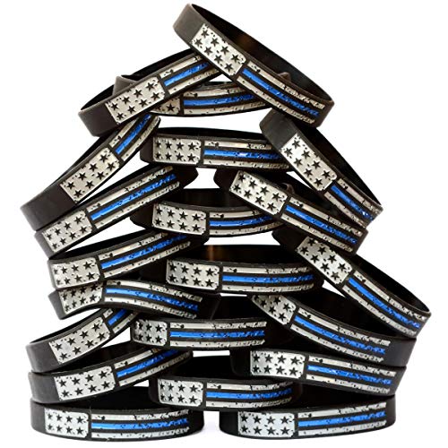 Twenty (20) Worn Distressed Flag Blue Line Wristbands