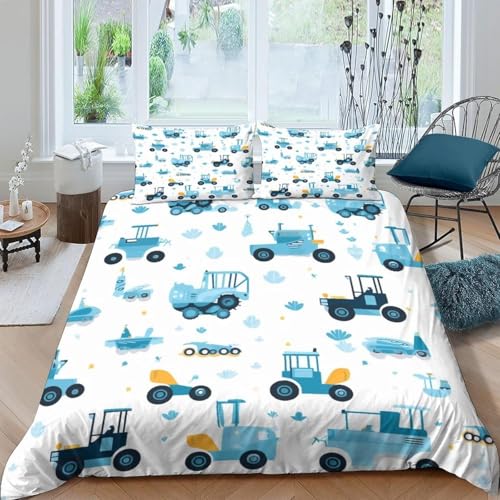 Dibujos Animados De Coches Juego De Cama Infantil 3D 90X190 Cm 3 Piezas Funda Nórdica Microfibra Cremallera Funda De Almohada - Resistente A La Humedad, Resistente A Los Ácaros del Polvo -55910913387