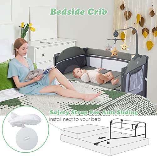 Infans 5 In 1 Pack And Play, Baby Bedside Sleeper With Bassinet, Diaper Changer, Mattress, Carry Bag, Music Box & Hanging Toys, Foldable Bedside Crib, Portable Playard For Newborn Toddlers (Classic) #TOP3