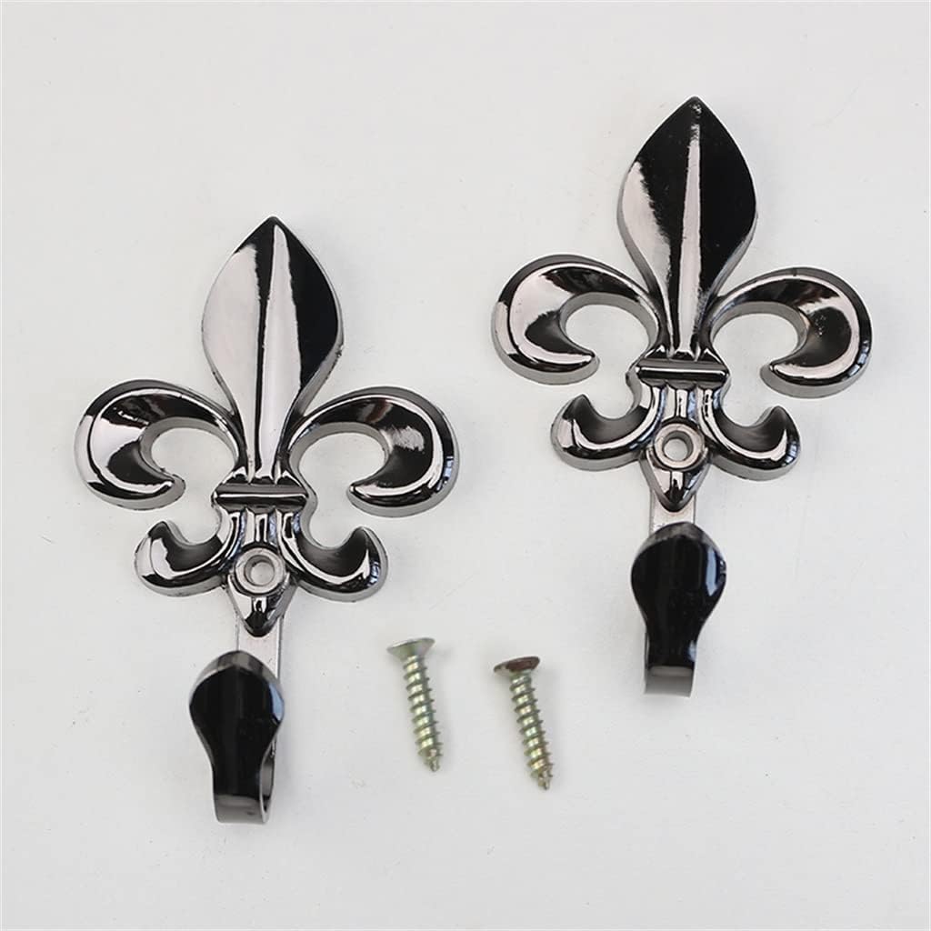 2pcs Home Kitchen Hook Wall Key Holder Mount Metal Hook(Black)