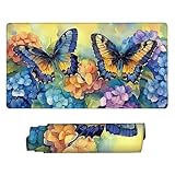 Mauspad XXL 600 x 300 x 3mm Gaming Mousepad mit Vernähte Kanten - Wasserfest - Mauspad für PC mit Glatter Oberfläche Schmetterling Stickerei Blumen Mousepad, Maus Pad für alle Maustypen, Geschenk x397