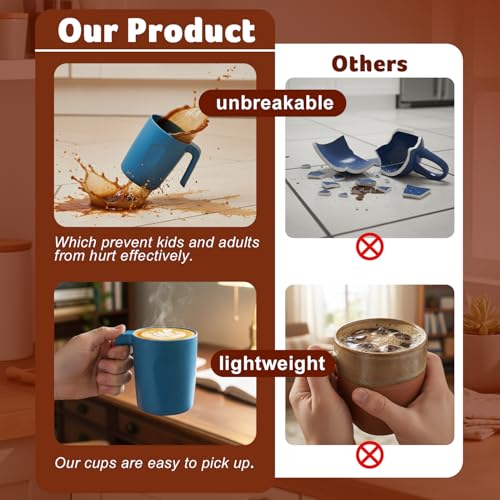 Image of 16 OZ Wheat Straw Cups Set of 6, Unbreakable Coffee Mugs, Colorful