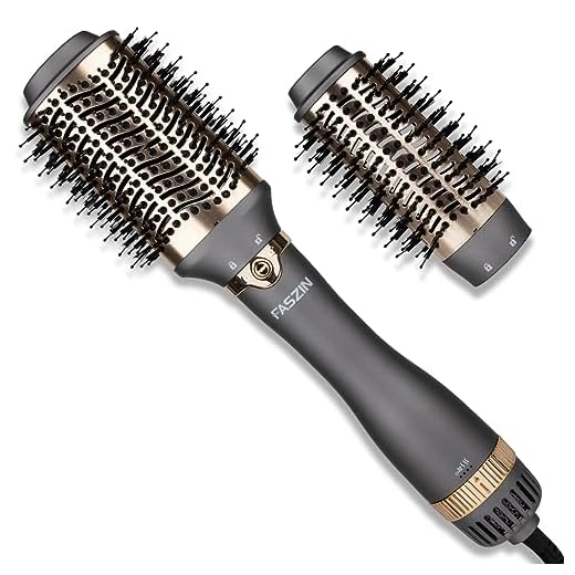 Faszin Cepillo Secador de Pelo, Cepillo Secador el 100+Millones Ion Negativo, Cepillo Electrico Pelo con 3 Temperaturas Ajustables y 2 Cabezales de Cepillado, deja el Cabello Suave y Suelto