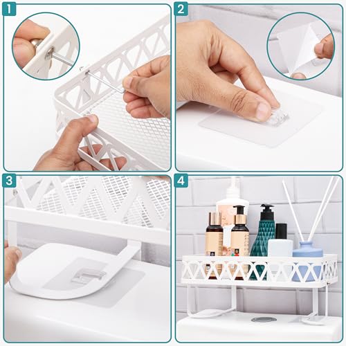 BELLE VOUS White Over The Toilet Storage Shelf - Stainless Steel Bathroom Organizer Rack - No Drilling Space Saving Shelf for Toiletries, Toilet Roll, Cosmetics & Accessories - Cosy Home Interiors BELLE VOUS White Over The Toilet Storage Shelf - Stainless Steel Bathroom Organizer Rack - No Drilling Space Saving Shelf for Toiletries, Toilet Roll, Cosmetics & Accessories - Image 3