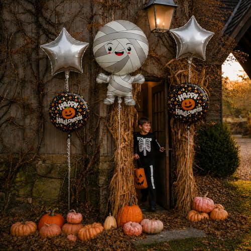 Image of Mummy Theme Halloween Foil Balloons For Decoration, Set of 5 pcs