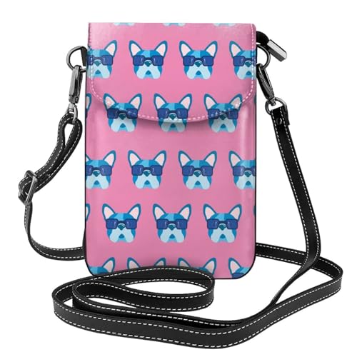 Pochettes pour téléphone portable femme bouledogue français en cuir PU