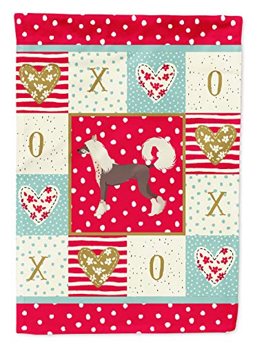 Drapeau de jardin multicolore Chinese Crested Love petit format extérieur