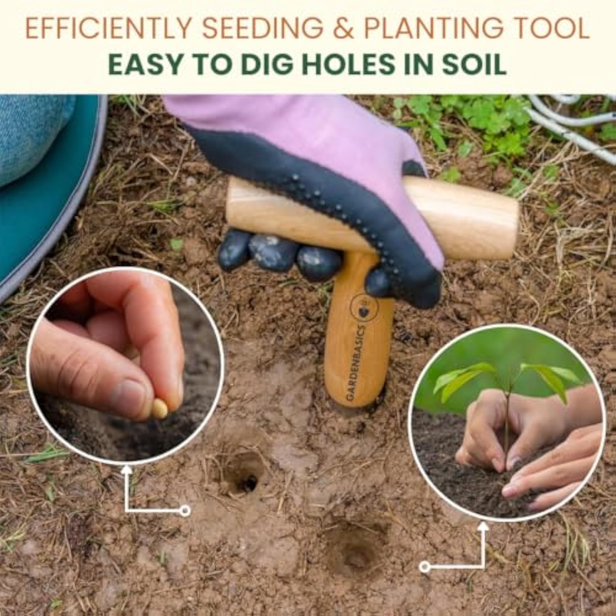Heavy Duty Dibber Tool for Planting Seeds