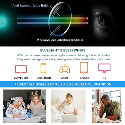 Image of Pro Acme Blue Light Blocking Glasses for Women Men Classic Square Frame Clear Lens Glasses for Computer