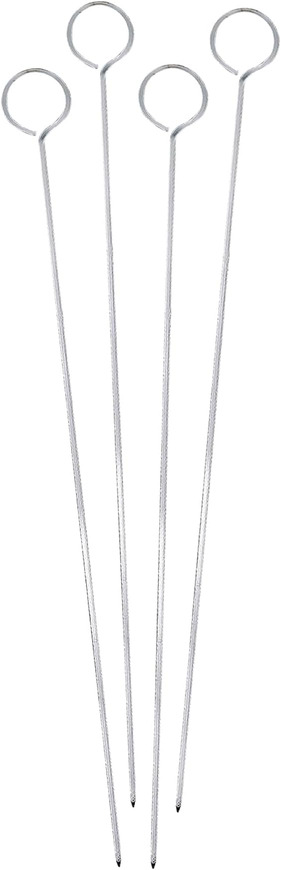HIC KitchenReusable Barbecue and Grilling Shish Kabob Skewers with Ring-Handle Top, 12-Inches, Set of 4