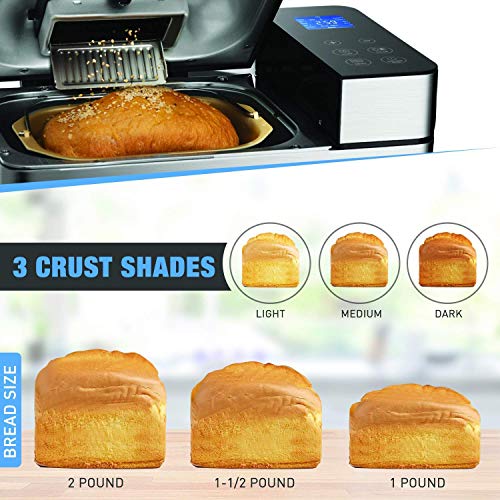 COOCHEER Brotbackmaschine mit 19 voreingestellten Programmen aus Edelstahl, Maschine für Brot und Süßigkeiten, Kapazität 500-1000 g – Bild 5