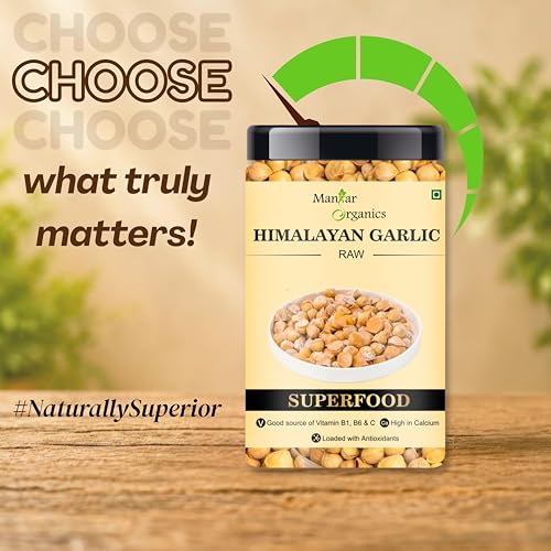 Image of ManHar Organics Kashmiri Garlic (Lehsun) 120g Jar | Direct from Farmers | Premium Himalayan Single Clove Garlic | Whole Bulbs