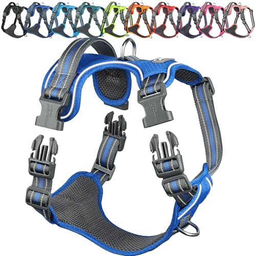 VIVAGLORY Easewalk Hundegeschirr, Anti Zug Hundegeschirr für Training & Spazieren, Anti Zieh Geschirr Welpengeschirr Mit Griff, Ausbruchsicher & Non-Stop Anti-Zug für Welpe Hunde, XS, Königsblau