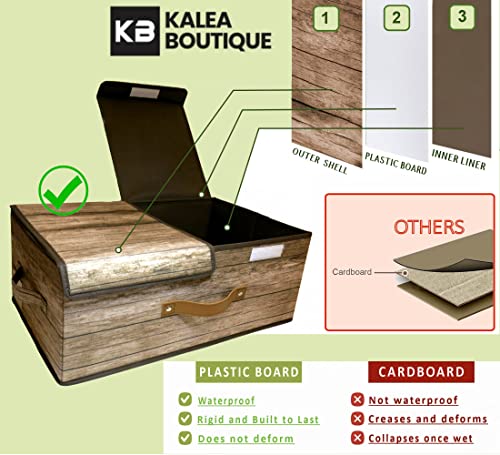 Double Compartment X-Large Collapsible Multi-Use Storage Bins With Dual Lids, Fold-Up Cloth And Home Décor Dual Space Storage Caddy Box, Two Compartment Closet Chest (Pack Of 2, Reclaimed Wood) #TOP2
