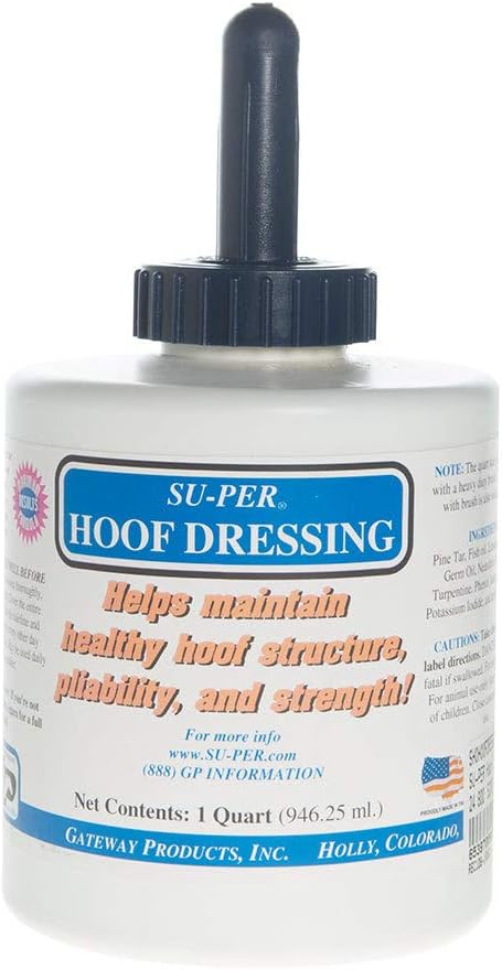 SU-PER Hoof Dressing for Horses - Helps Maintain Healthy Hoof Structure, Pliability, and Strength - Made with Fish Oil, Pine Tar, and Essential Oils - 1 Gallon